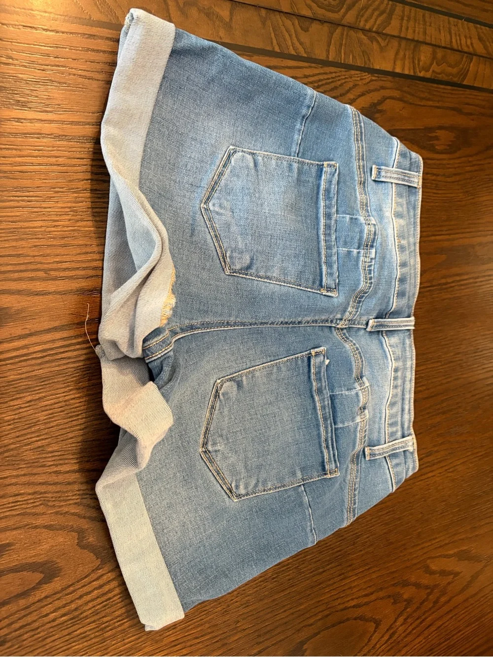 Wax Jean Light Blue Rolled-Hem Denim Shorts